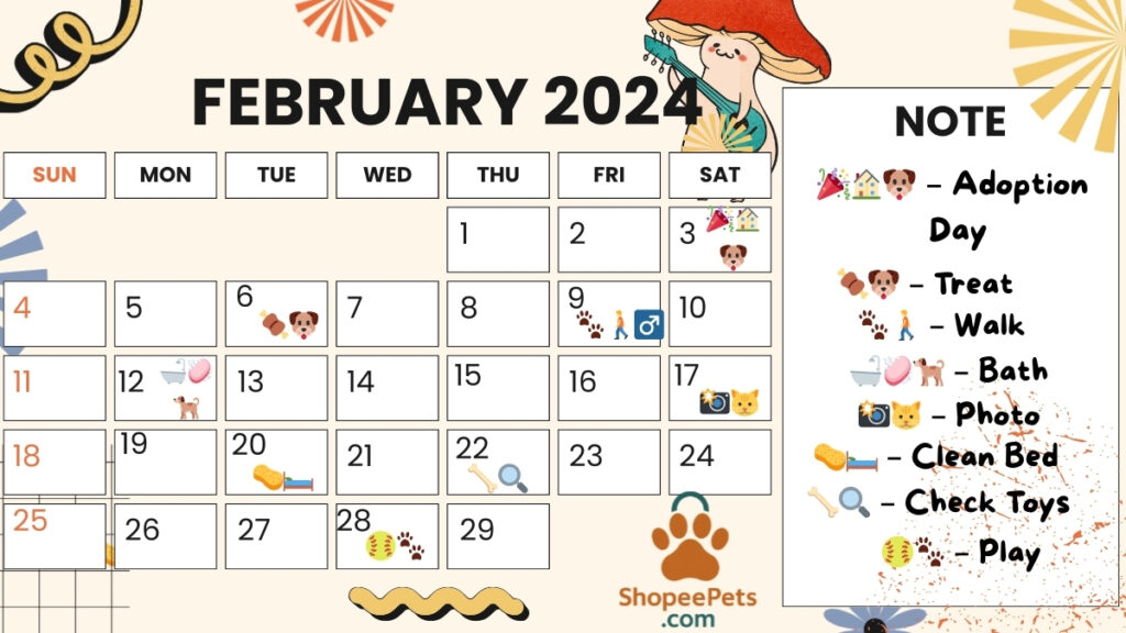 Calendar illustration with pet adoption marked